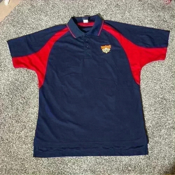 Cooperstown Shirt Mens Size L Short Sleeve Navy Blue Red Polo Dreams Park - Picture 1 of 7